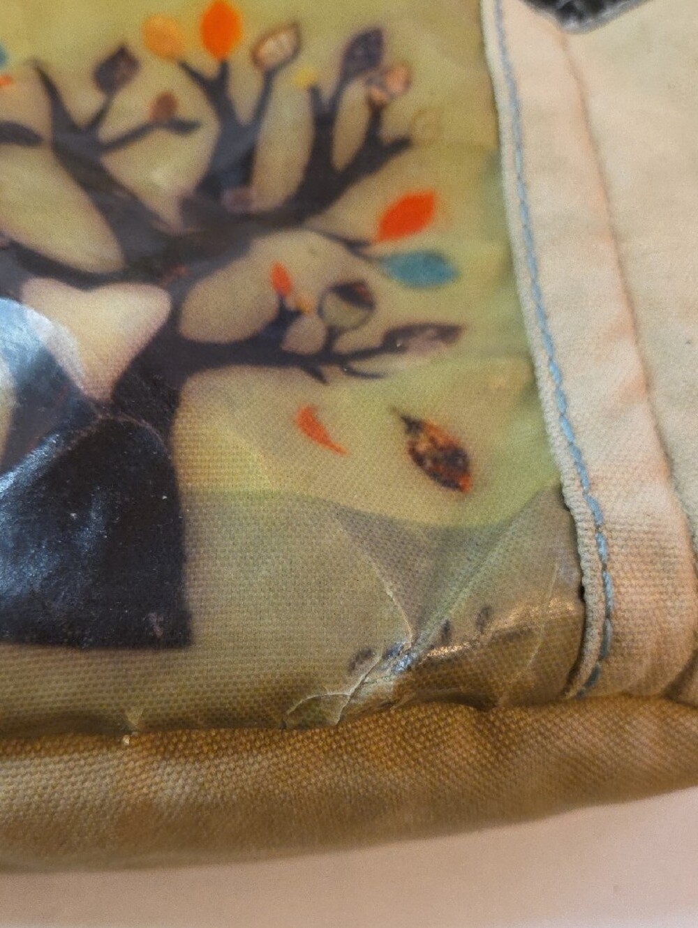 Canvas Tree-Print Drawstring Backpack - Beige - Picture 10 of 13